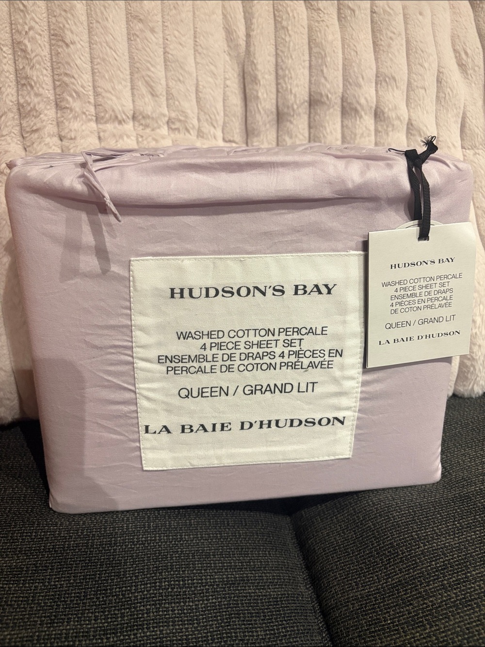 Hudson's Bay Washed Cotton Percale Queen Sheet Set - Lilac